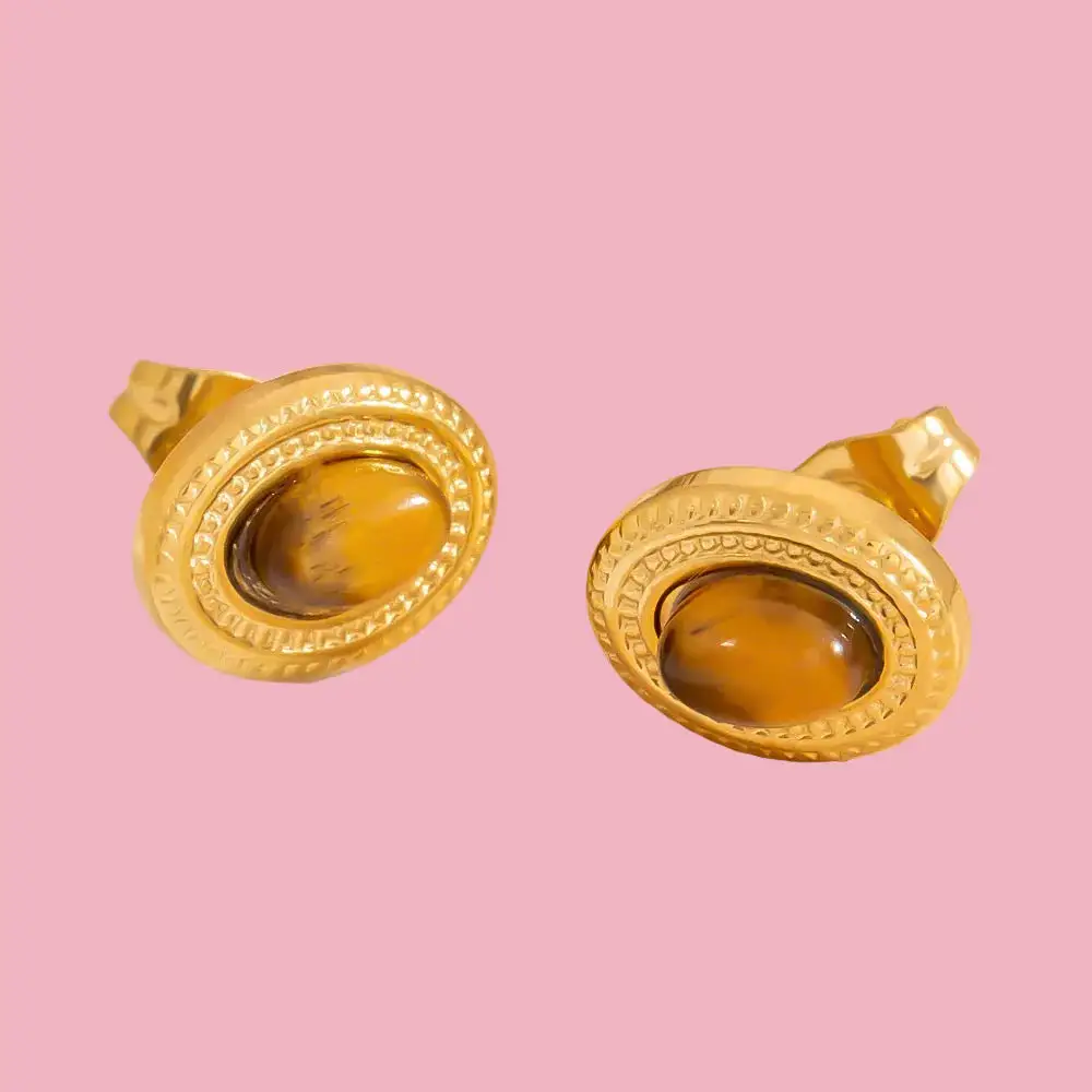 Mini Tortoiseshell Oval Stud Earrings