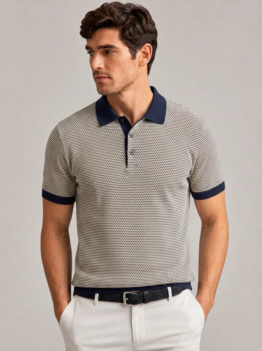 Men's Equestrian Lover Geometric Pattern Printed Polo Shirt