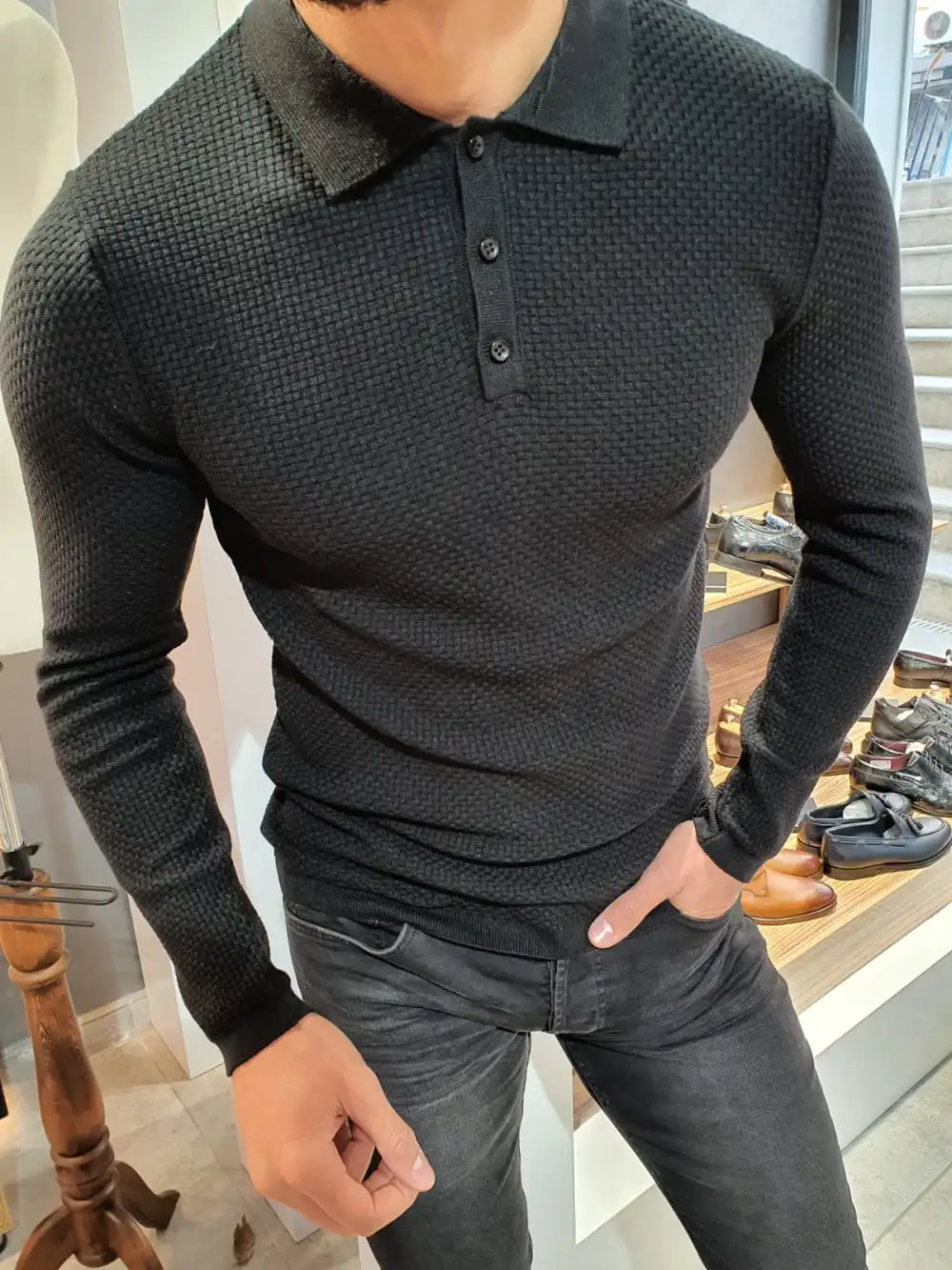 Classic Polo Collar Slim Fit Knit Sweater