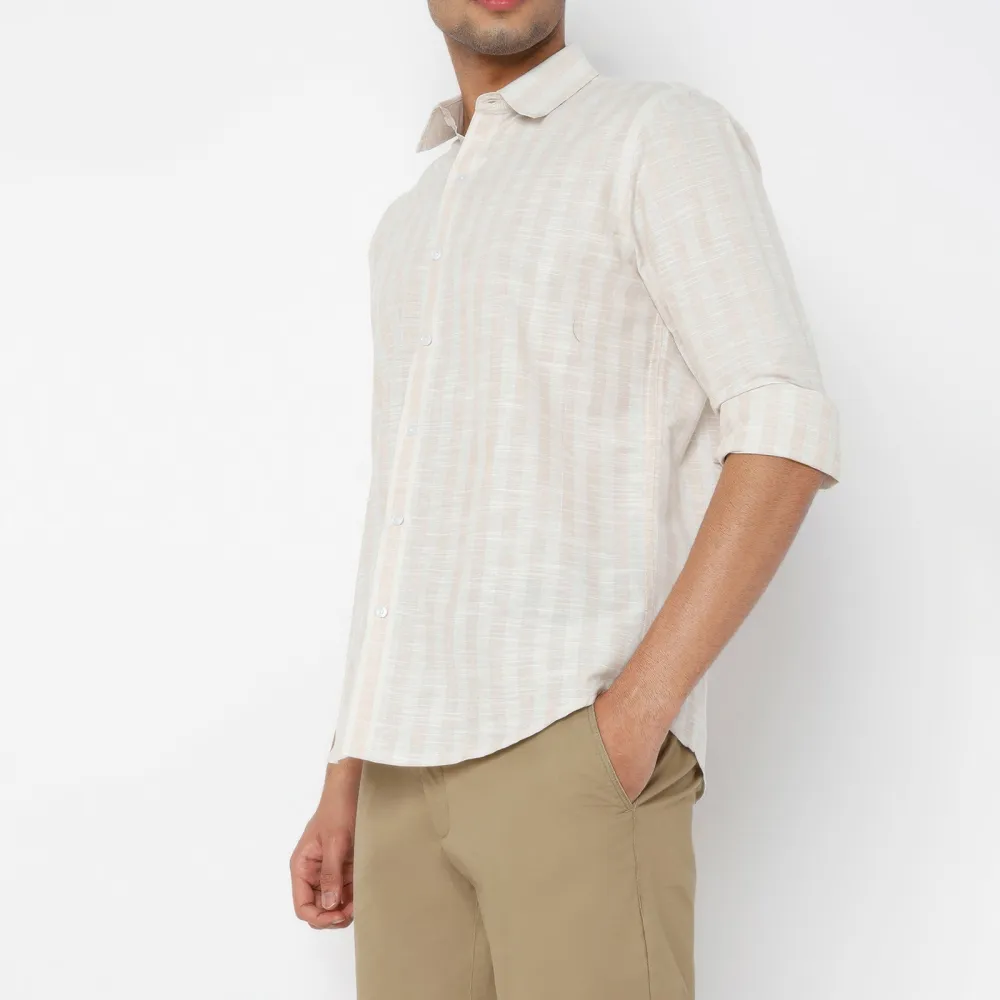 Everyday Striped Slim Fit Linen Men's Formal Shirt