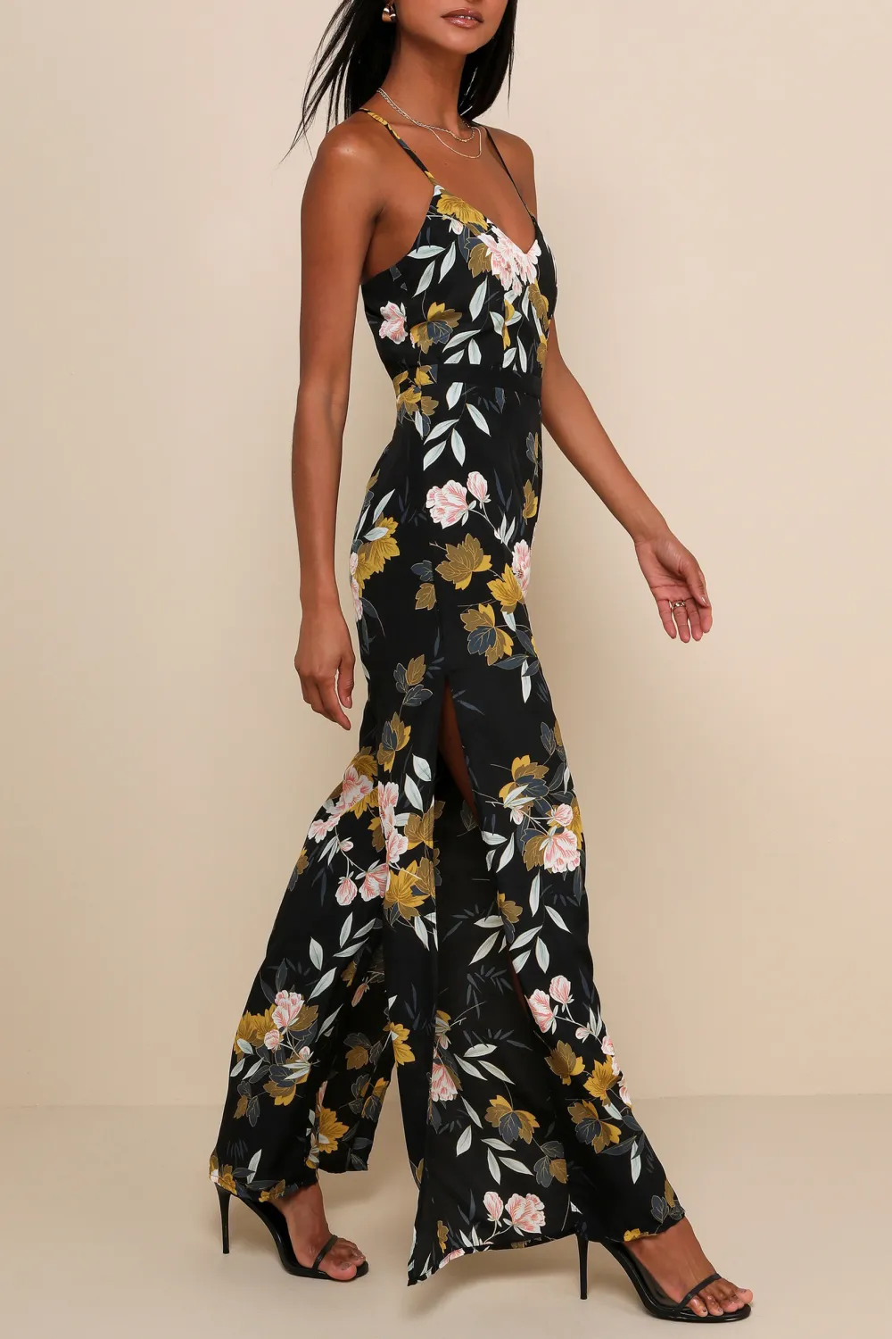 Casual Style Floral Print Wide-Leg Jumpsuit