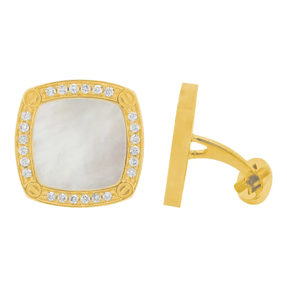 Elegant Diamond Mother Of Pearl Cufflinks