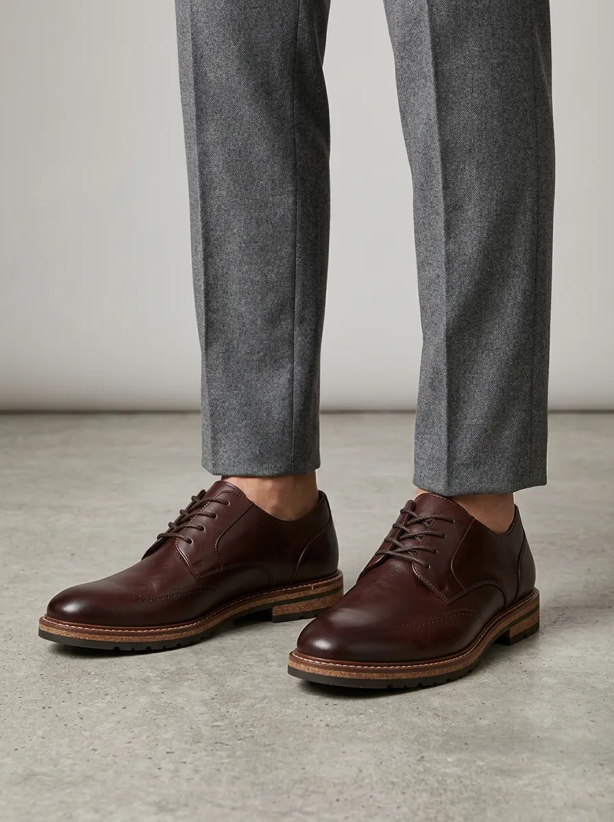 Men's Classic Business Formal Brown Leather Brogue Oxford Shoes
