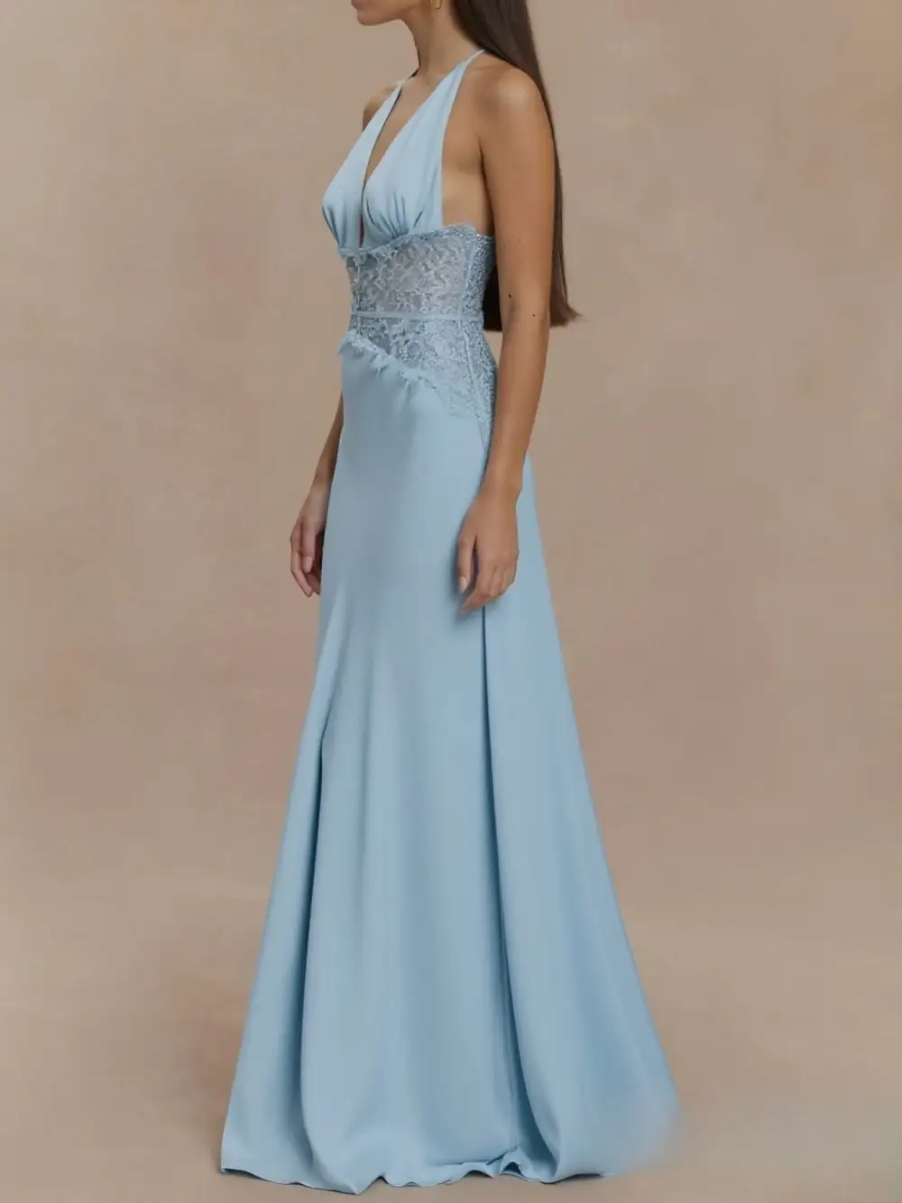 Polished Detail Lace Maxi Dress