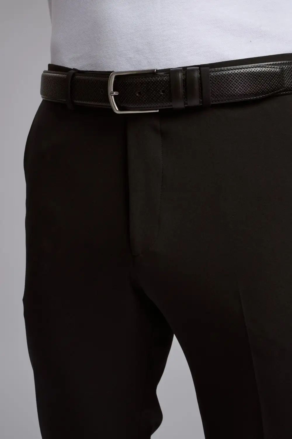 Textured Leather Buckle Detail Waist Belt