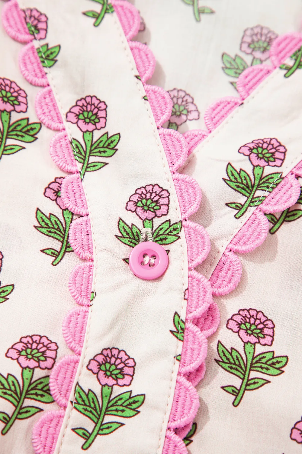 Pink Floral Scallop Trim Dress