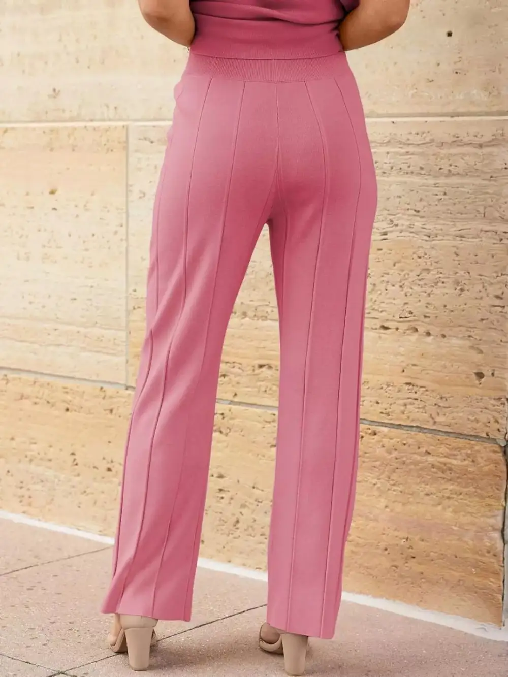 Casual Solid Cap Sleeve Top and Pants Knit Set