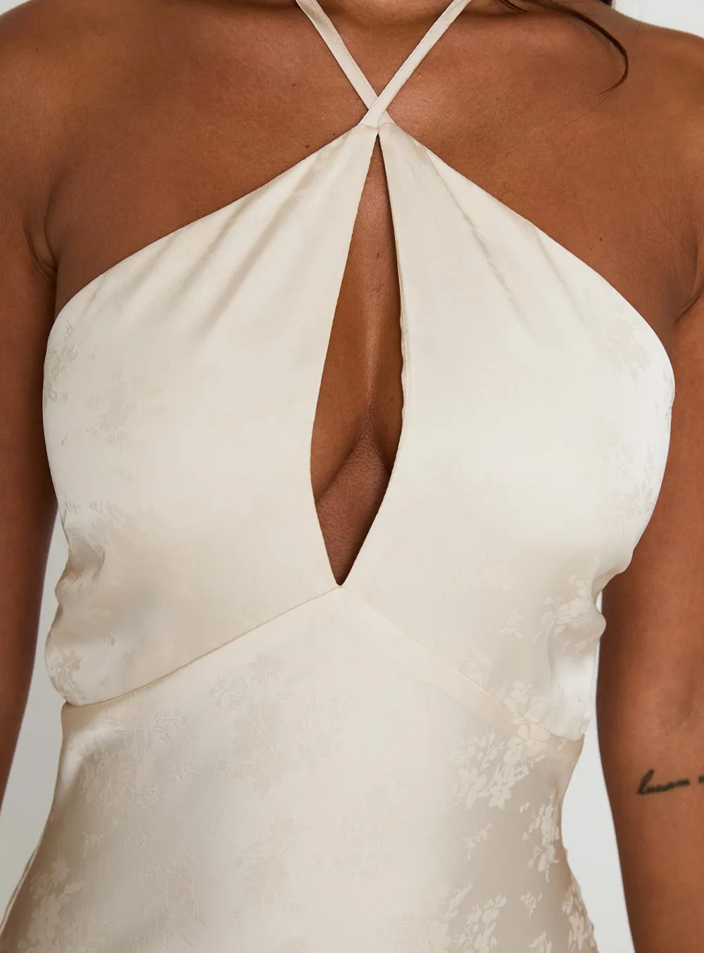 Textured Finish Halter Maxi Dress