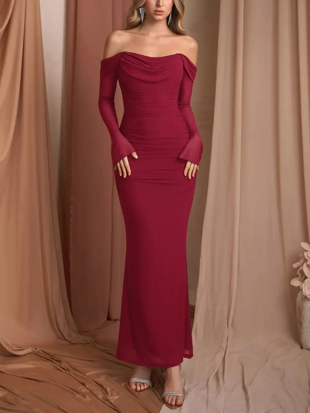 Relaxed Shape Ruched Maxi Dress