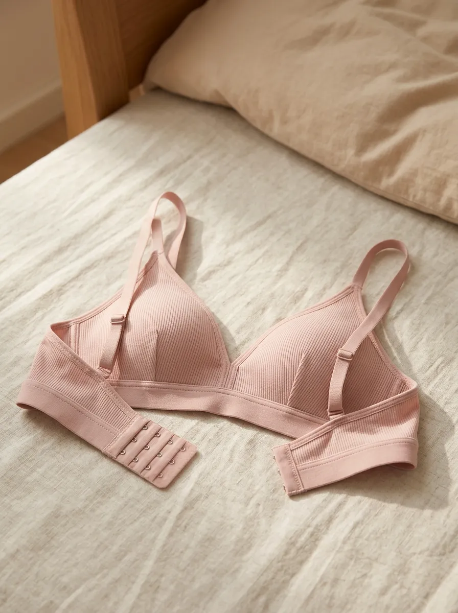 Women's Pink Ribbed Seamless Wireless Bralette