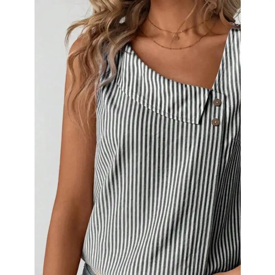 Decorative Button Asymmetrical Tank