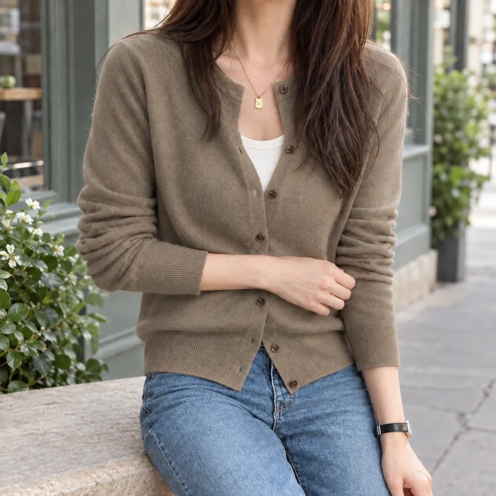 Crew Neck Cardigan