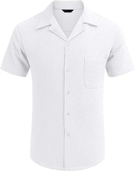 Textured Knit Open Collar Shirt