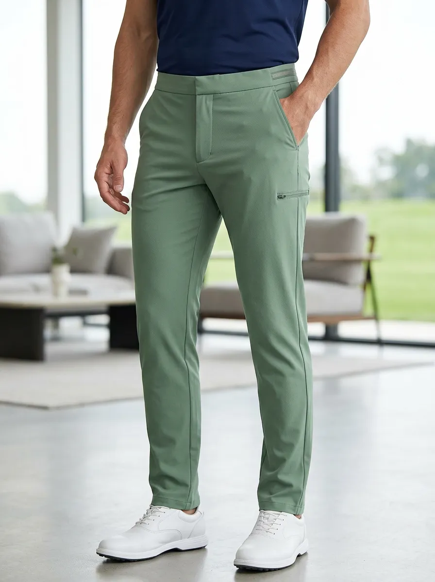 Men's Golf Lover Sage Green Solid Performance Pants