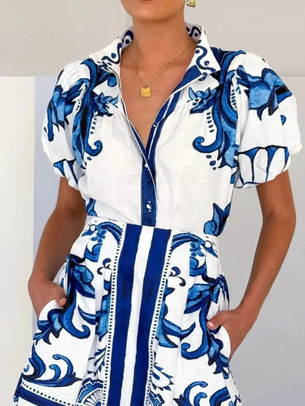 Button Front Strapless Coordinated Set