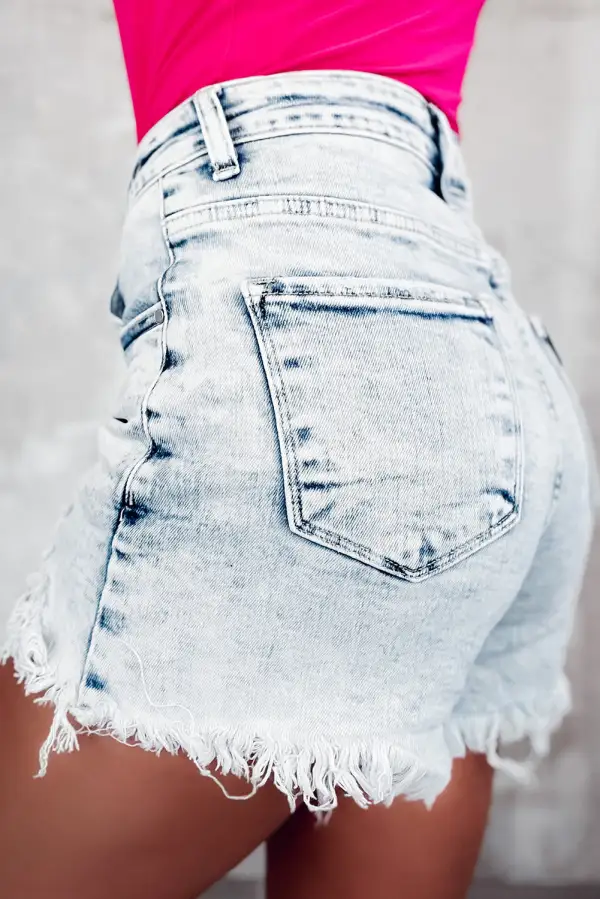 Light Blue Acid Wash Crossed Raw