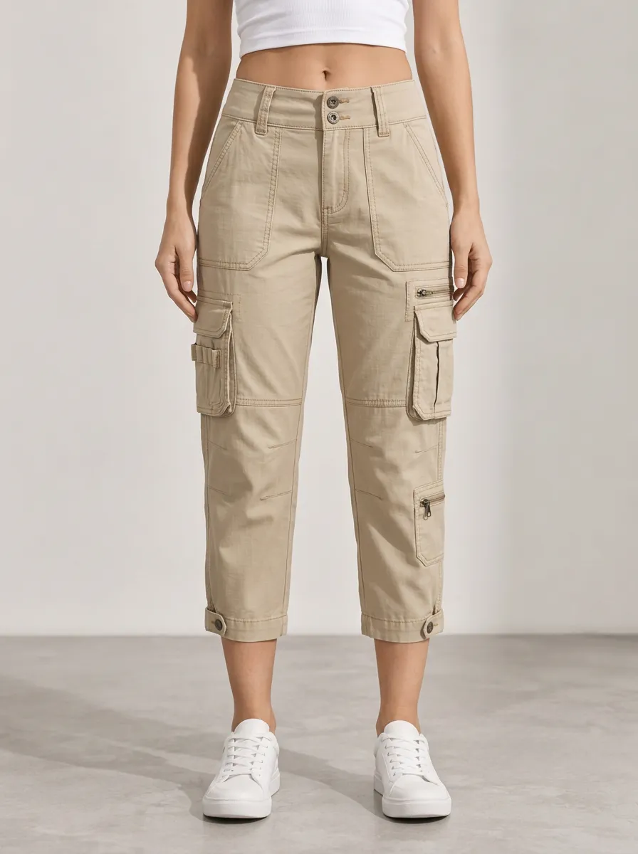 Women's Versatile Utility Multi-Pocket Capri Pants