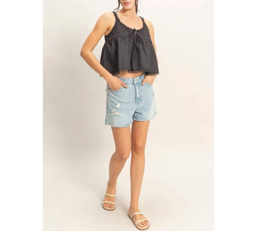 Scalloped Lace Trim Tank Top