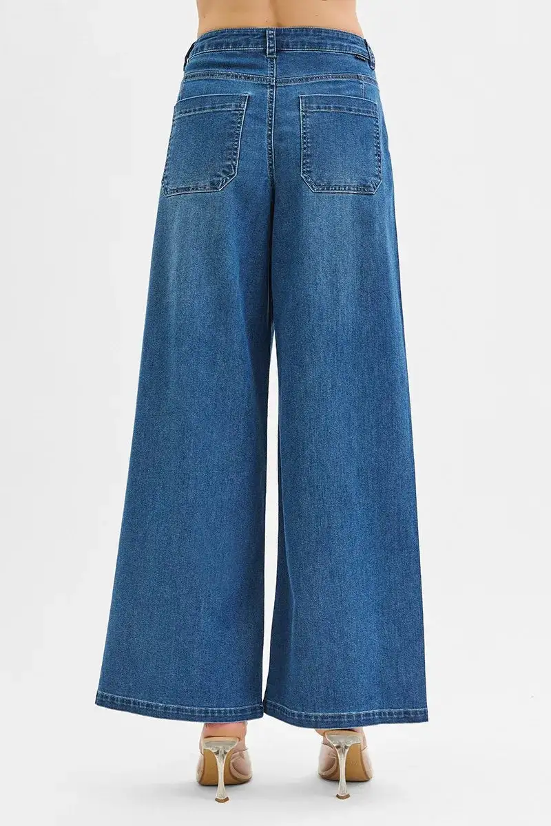 Easy Mid Rise Wide Leg Denim Jeans