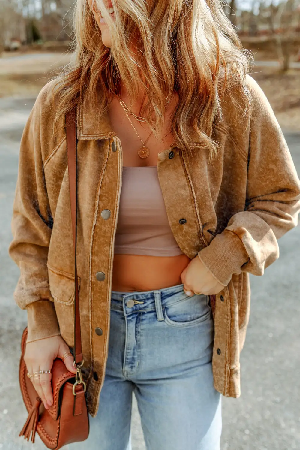 Refined Button-Down Washed Pocketed Jacket