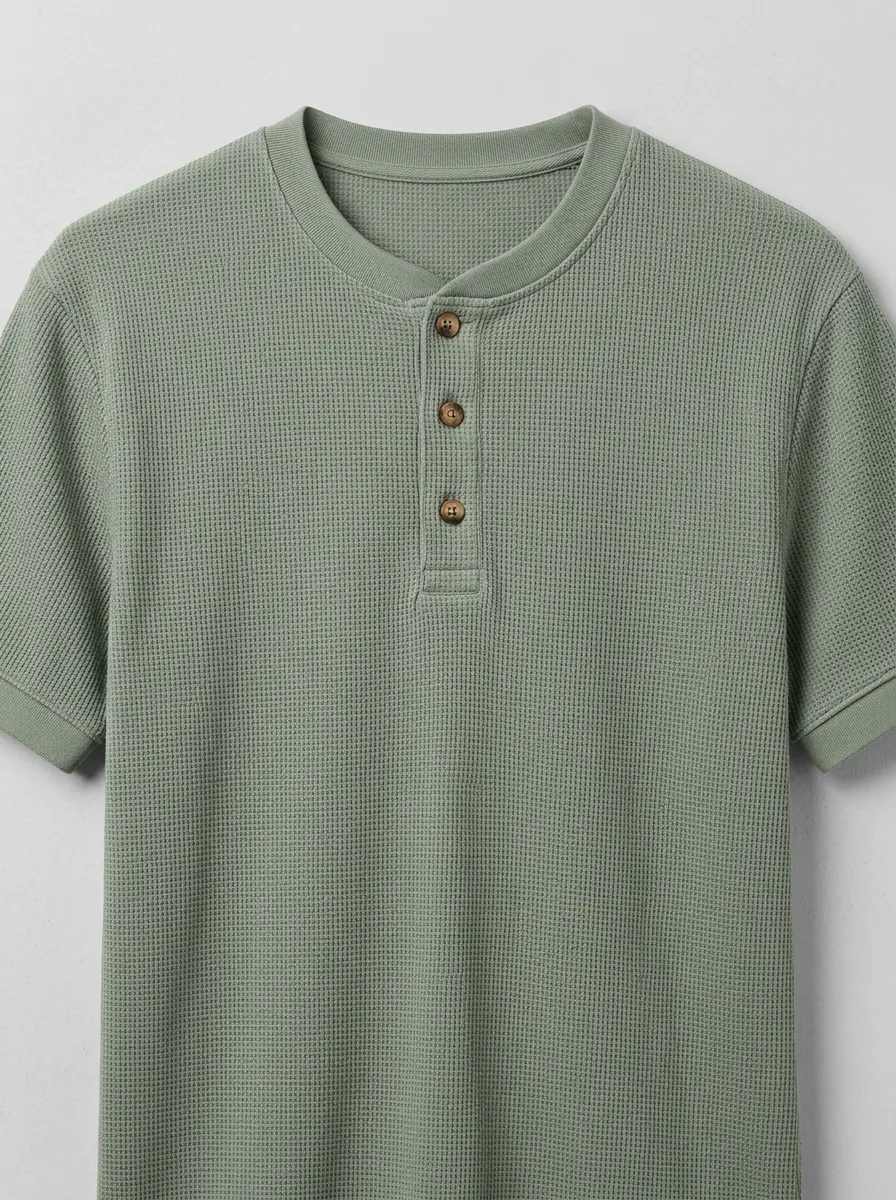 Modern Textured Men's Short-Sleeve Henley Shirt