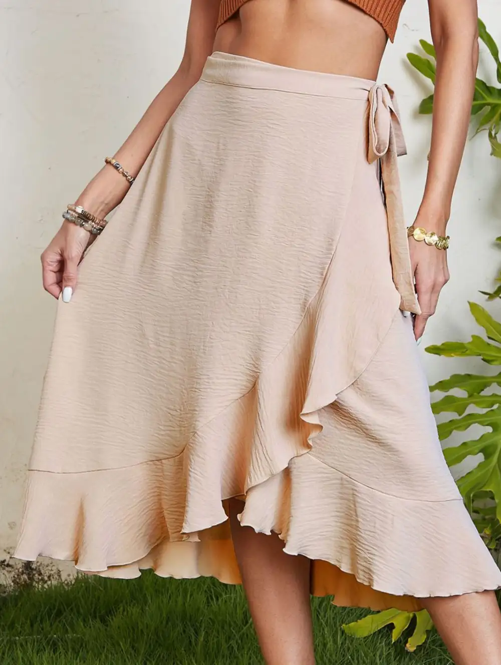 Tie Waist Irregular Skirt