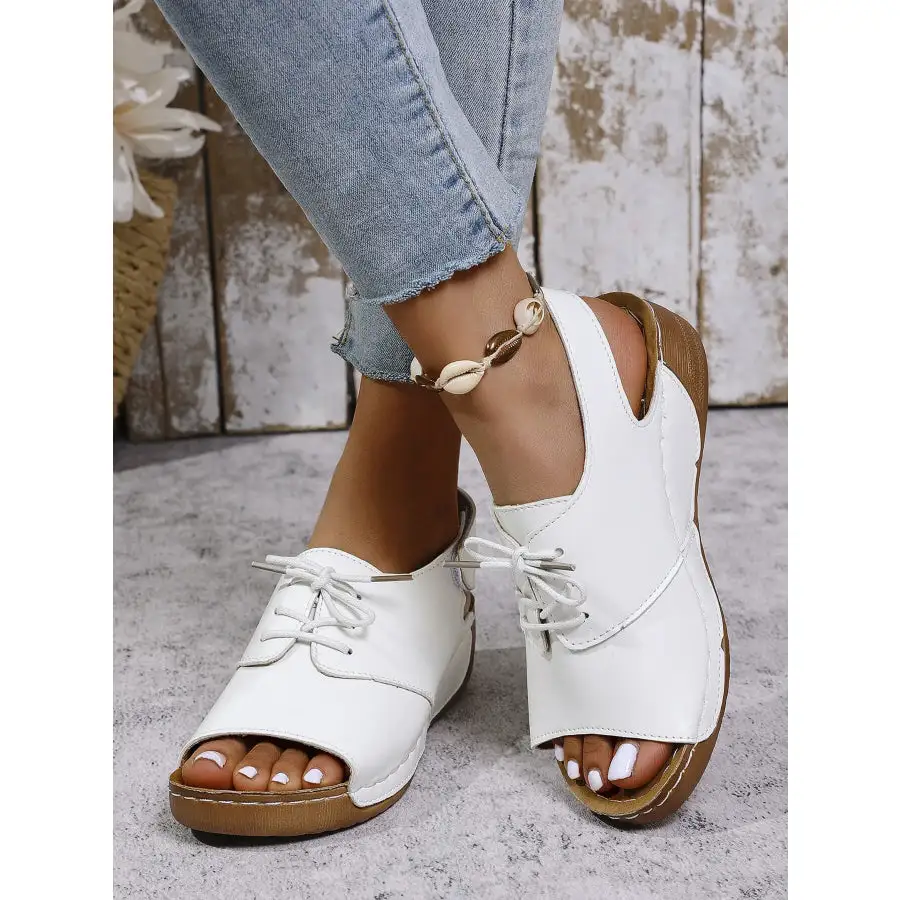 Casual Peep Toe Lace Up Comfort Sandals