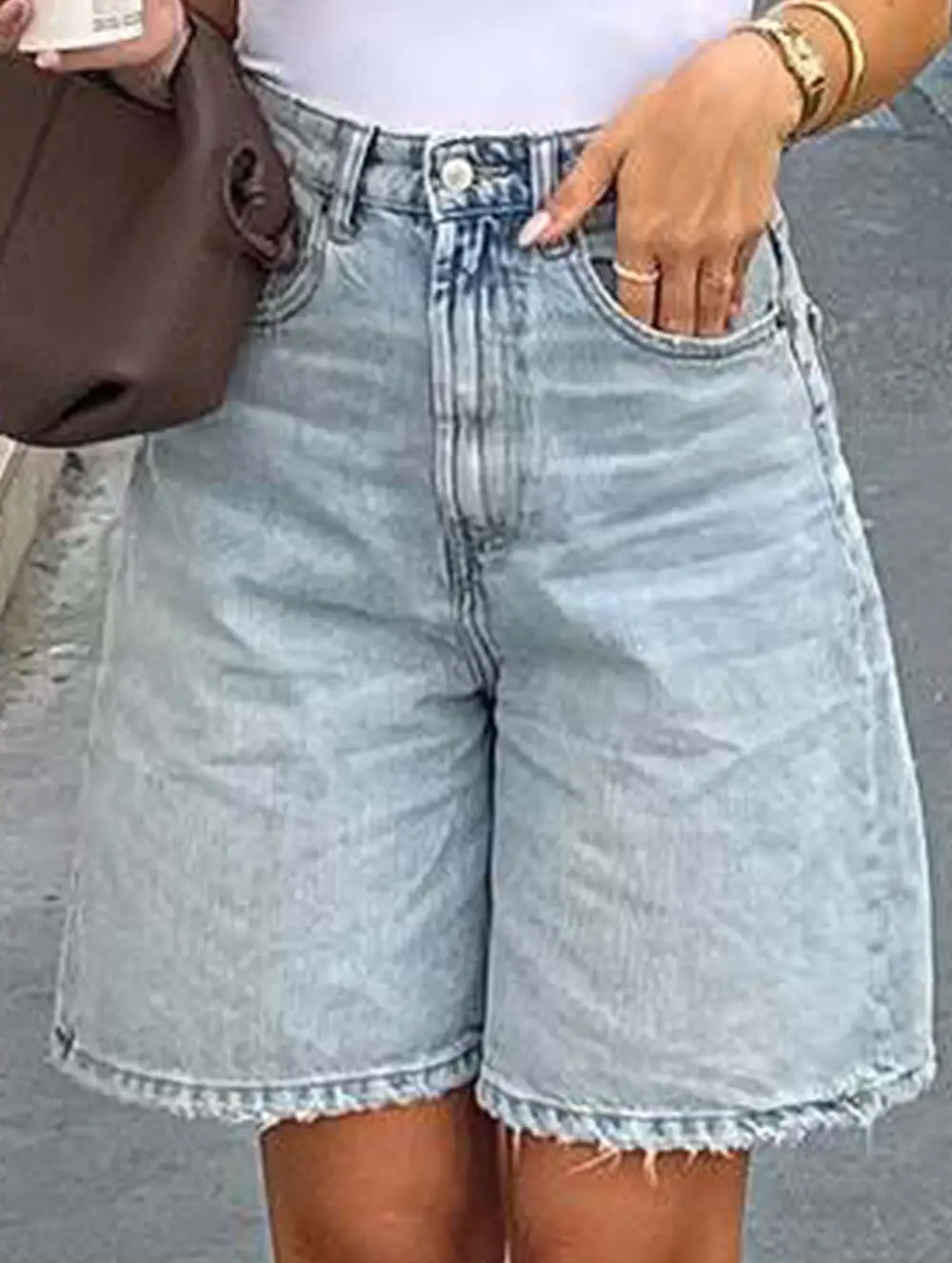 Retro High-Waisted Loose Denim Shorts