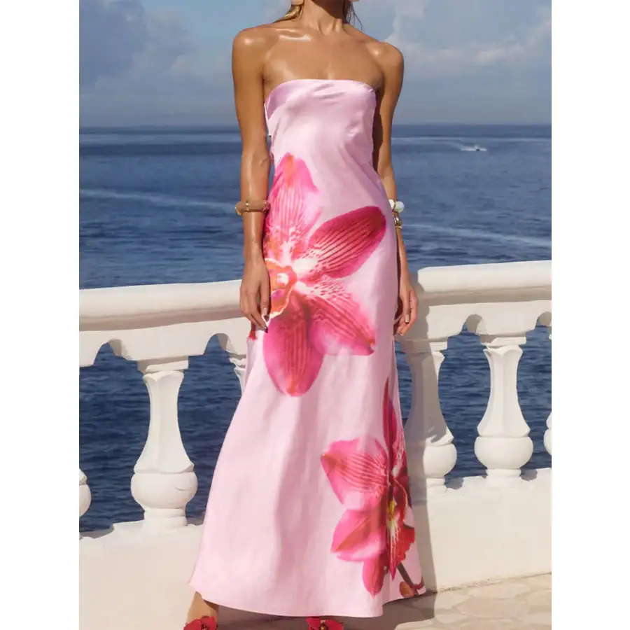 Relaxed Printed Tube Maxi Dress
