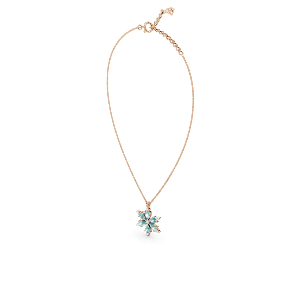 Aquamarine Snowflake Necklace