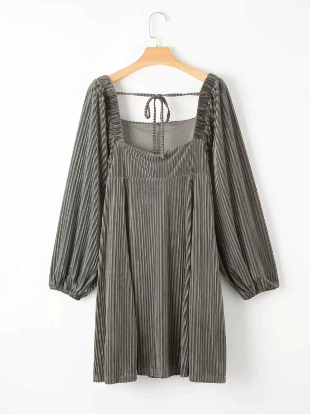Velvet Square Neck Dress Casual