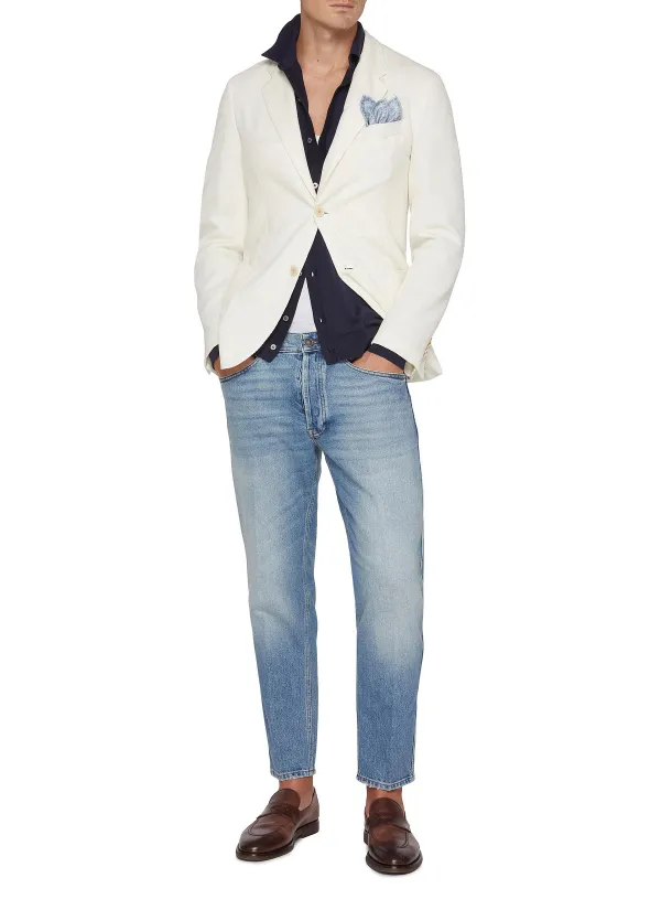 Simple Straight-Cut Comfort Denim Blue Jeans