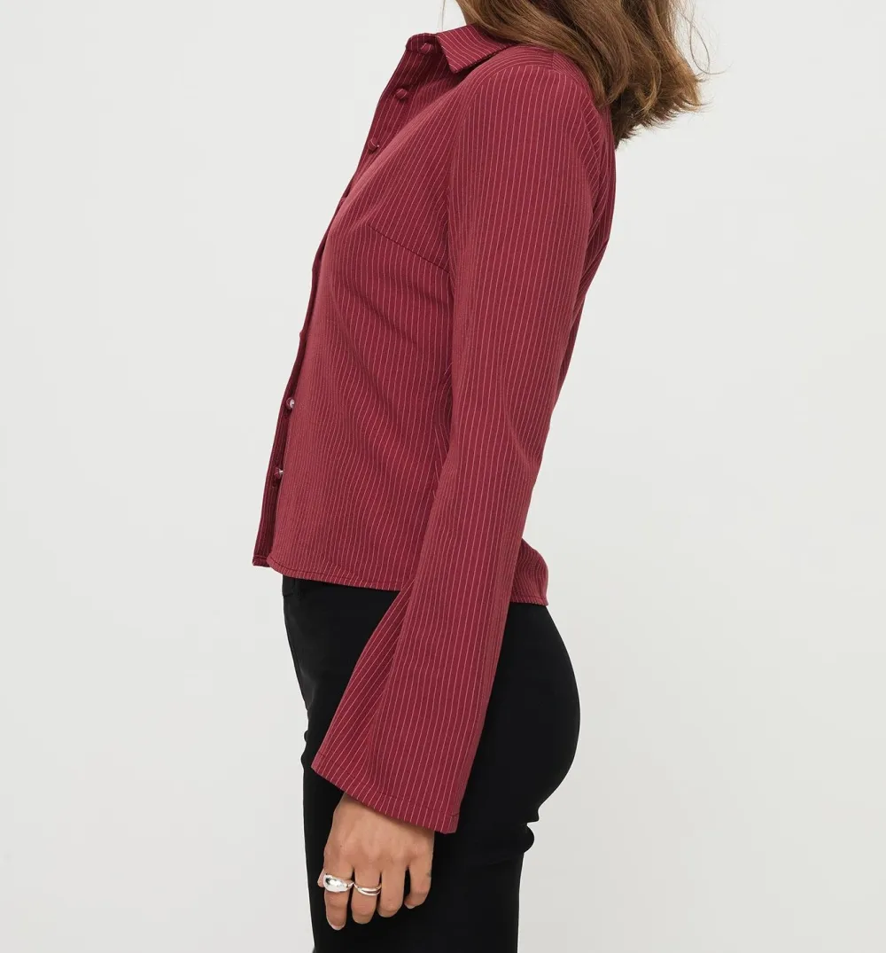 Red Pinstripe Long Sleeve Shirt