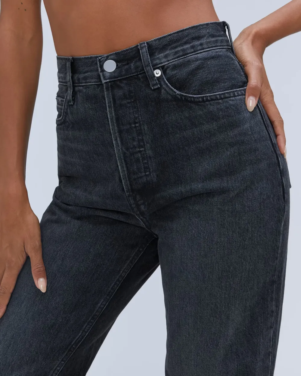 Washed High-Waisted Jeans