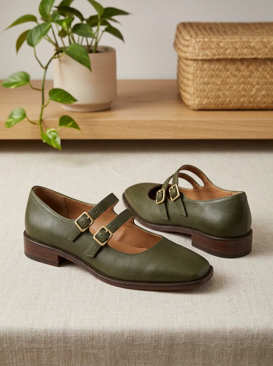 Women's Twin-Buckle Mary Jane Shoes