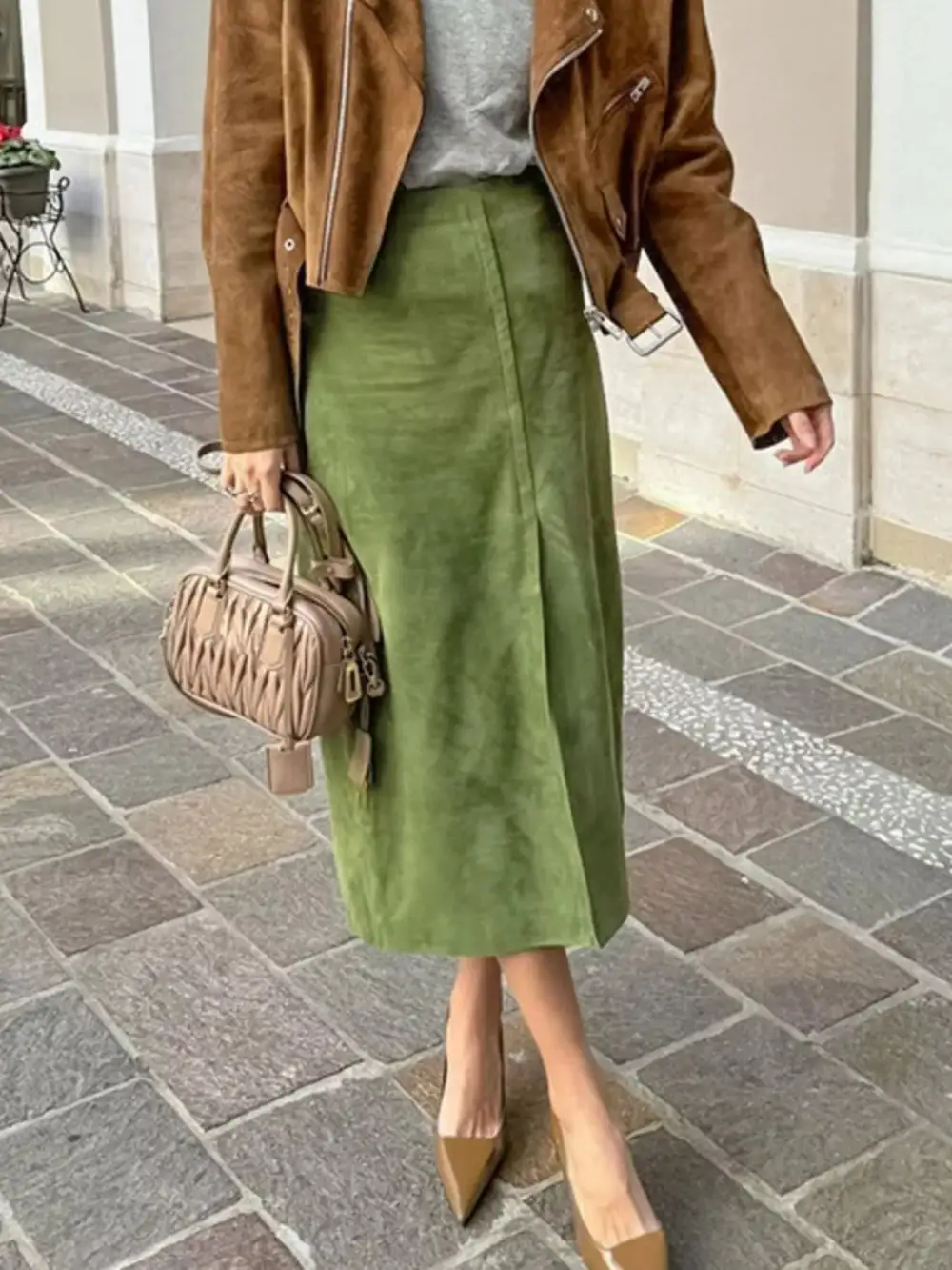 Solid Color Midi Skirt