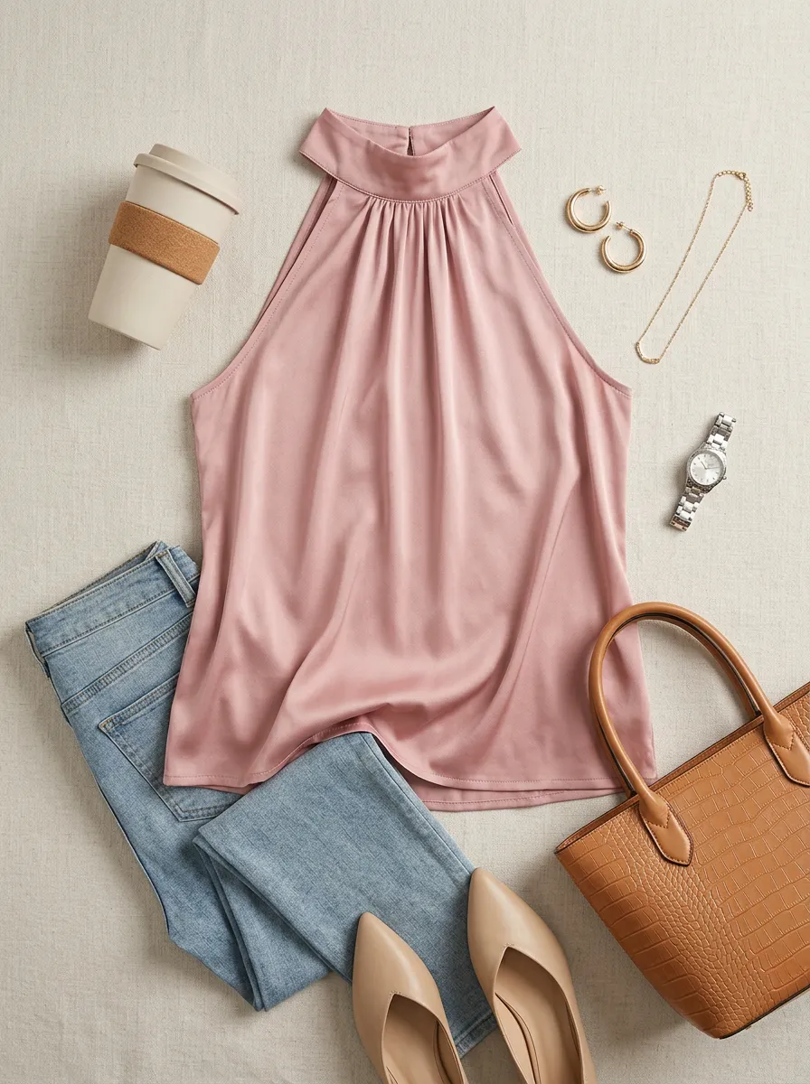 Sleeveless Halter Neck Top