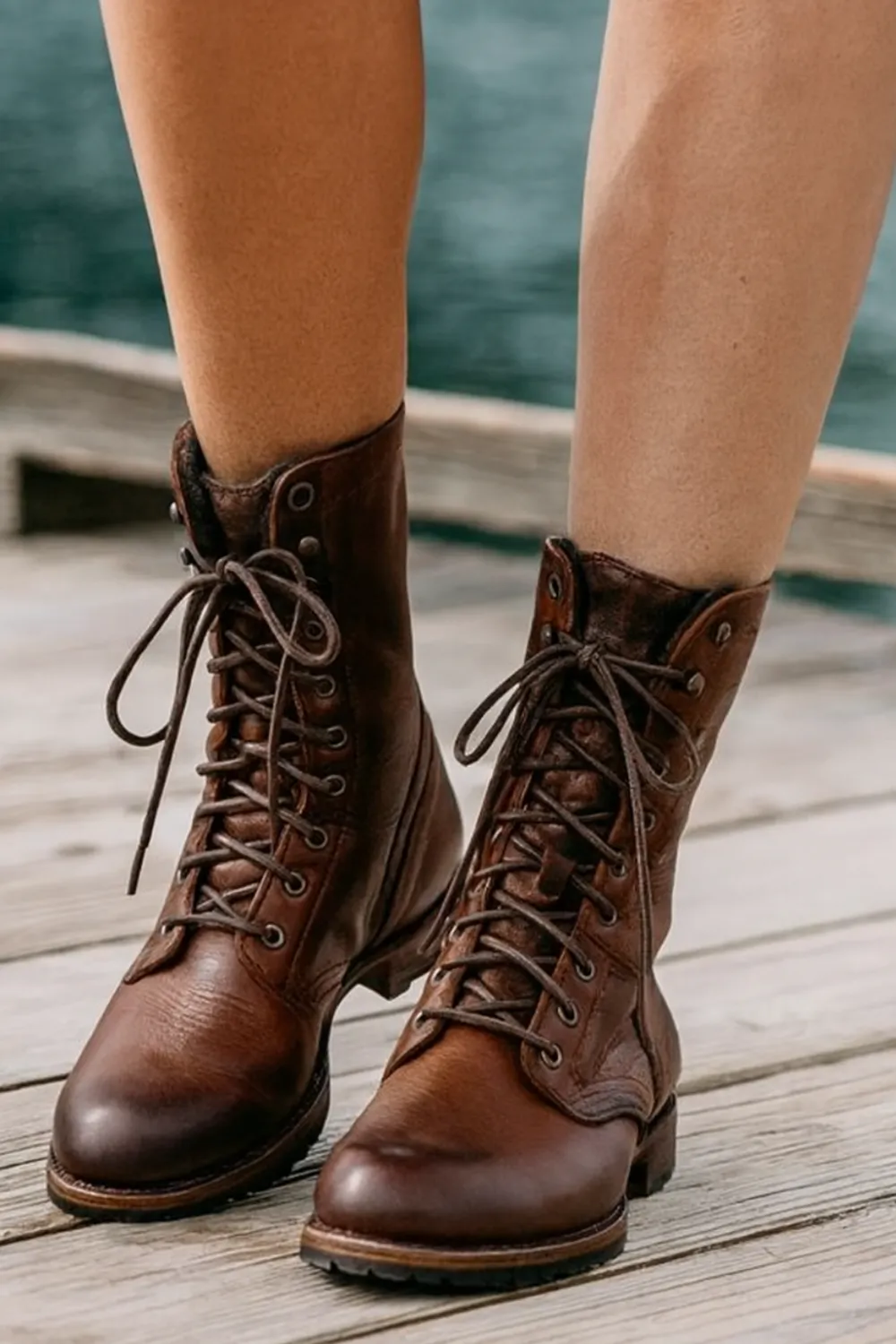 Leather Lace Up Ankle Boots