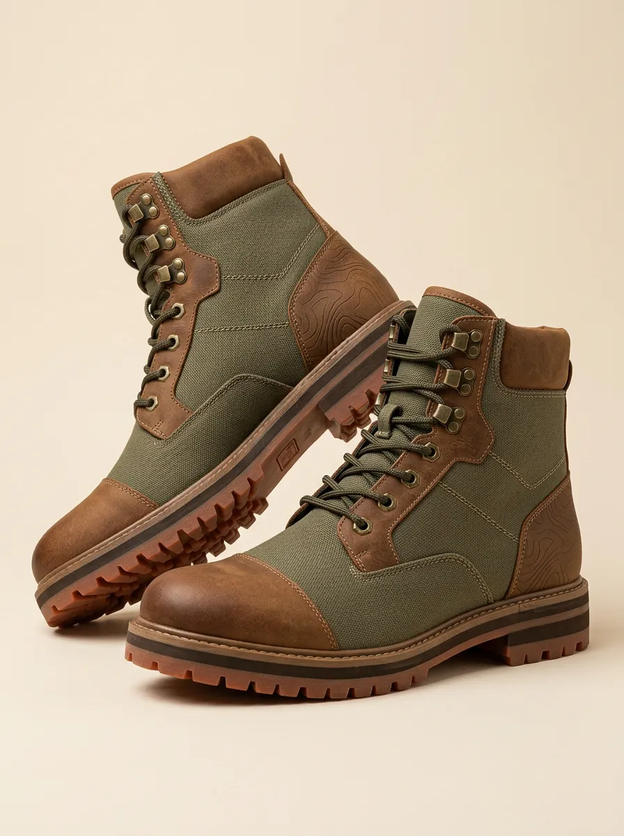 Unisex Easygoing Outdoor Hiking Topographic Pattern Print Work Boots