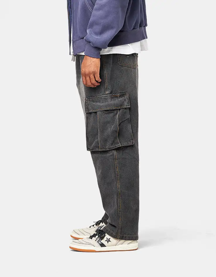 Everyday Faded Baggy Cargo Denim Jeans