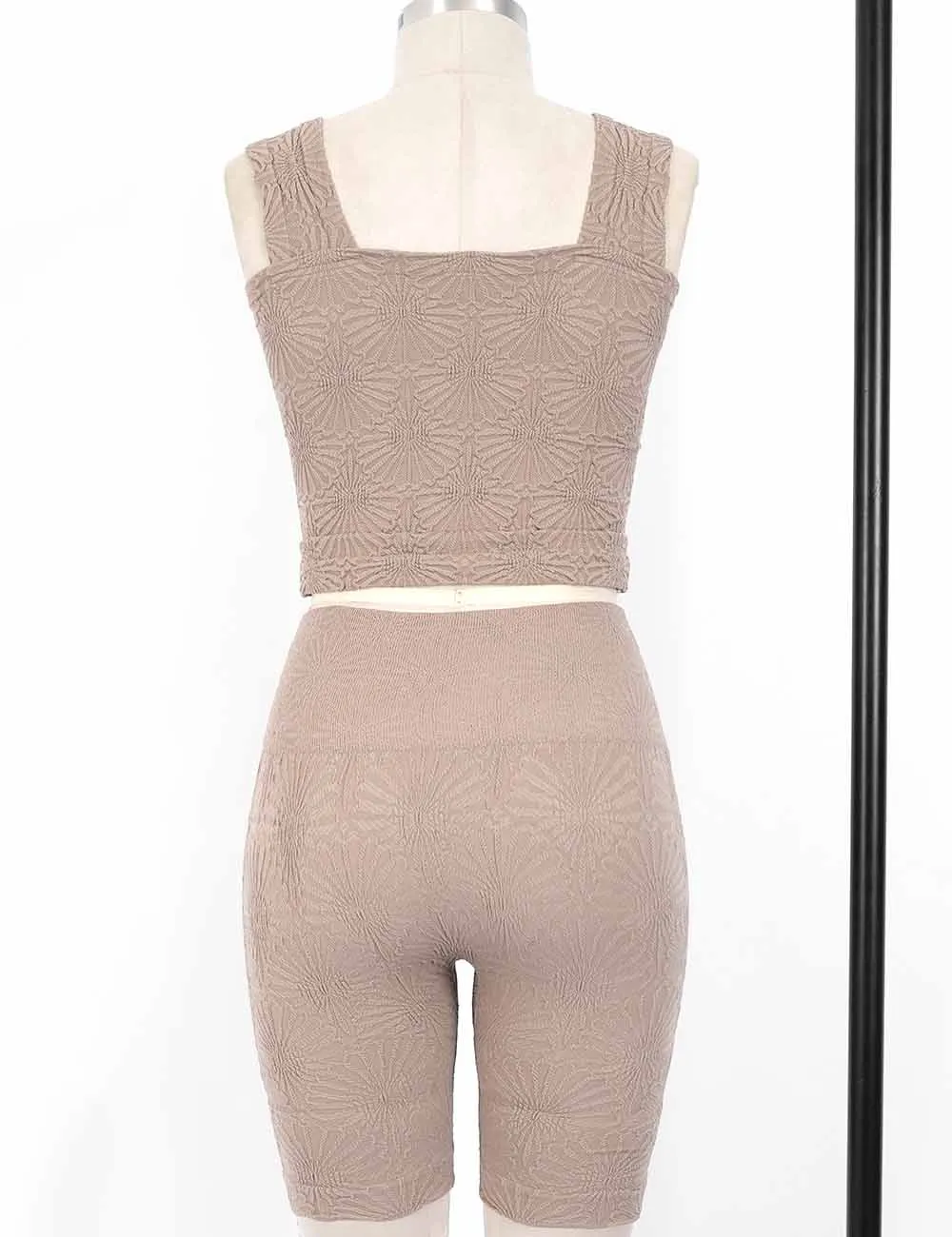 Pattern Square Neck Crop Tank Top