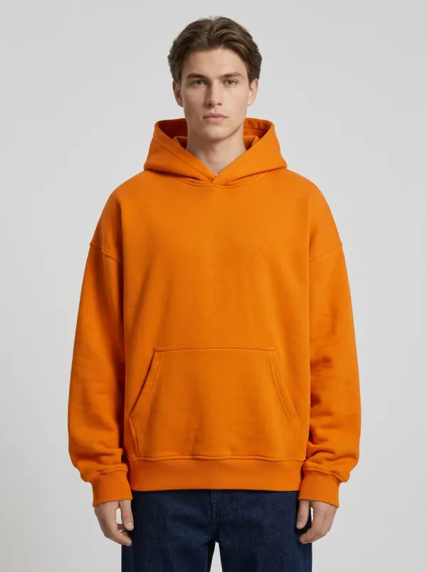Simple Layer Plain Unisex Casual Hoodie