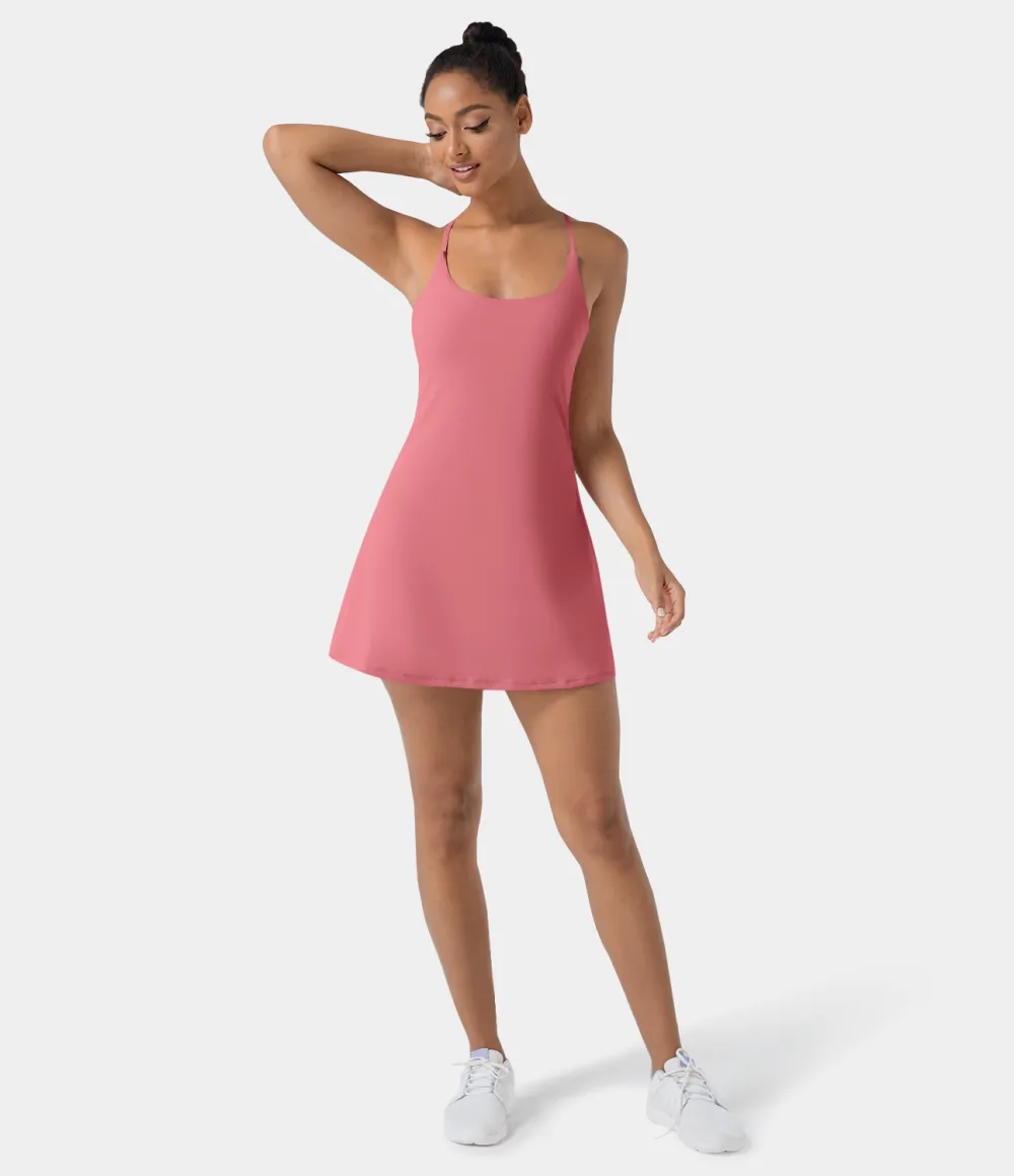 Softlyzero Airy Backless Cut Out 2-in-1 Pocket Cool Touch Mini Activity Dress