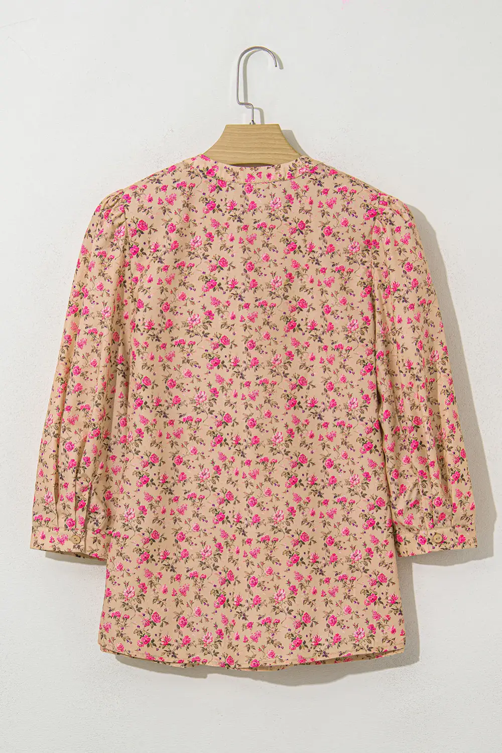Floral Bow Detail Puff Sleeve Blouse