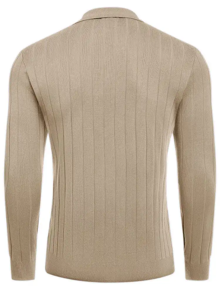 Casual Knit Polo Sweater Hoodie