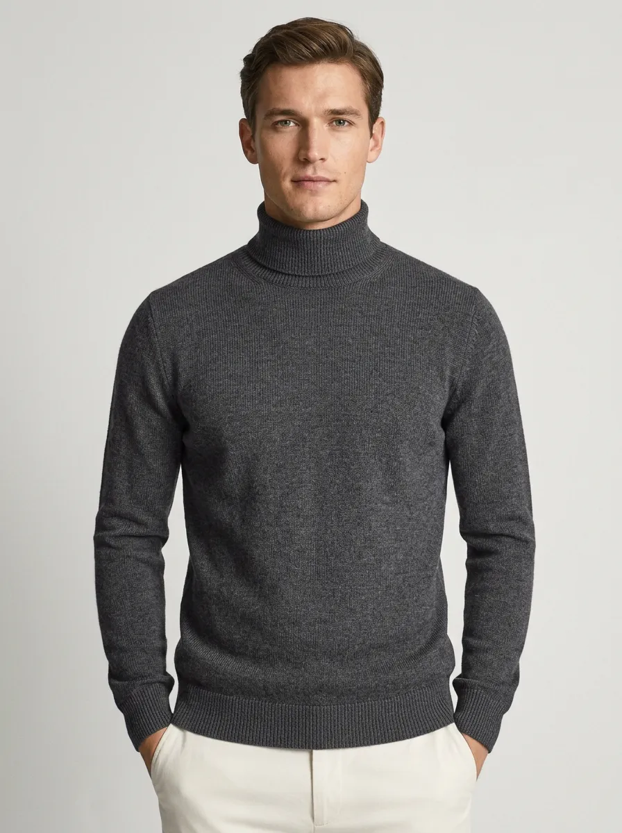 Men's Contemporary Ribbed Knit Turtleneck Sweater