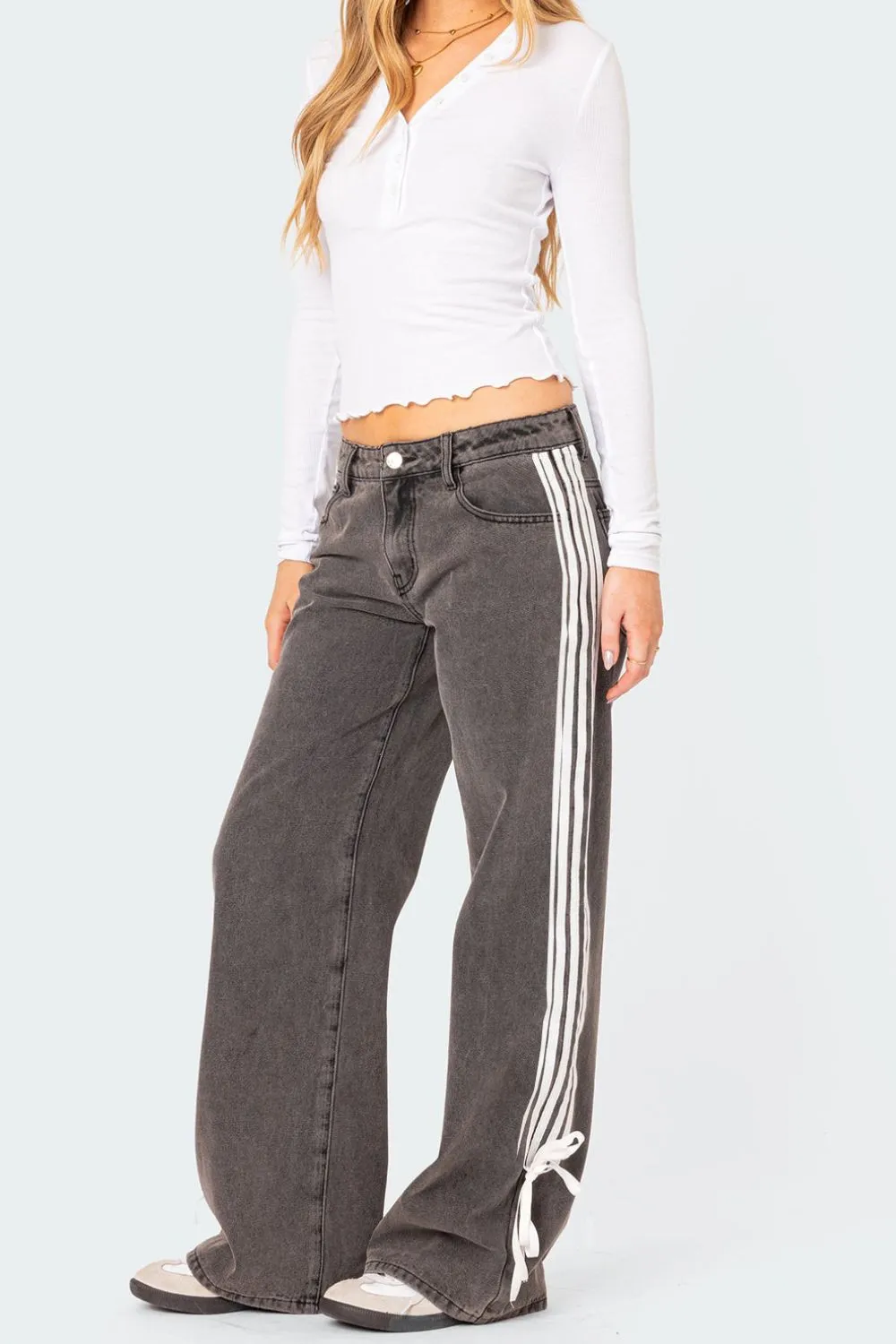 Side Striped Loose Fit Denim Jeans