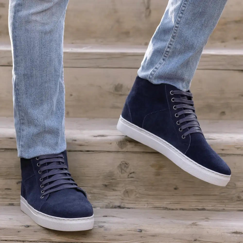 Textured Suede High Top Sneakers