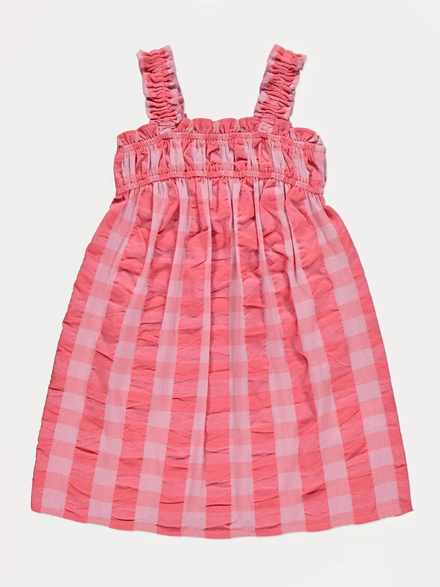 Pink Frill Gingham Check Dress