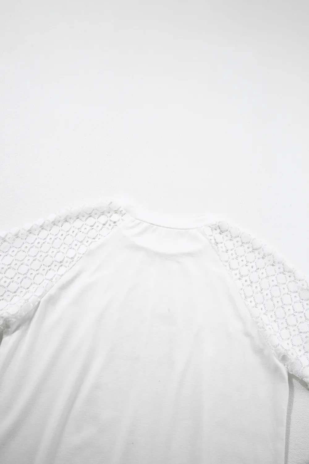 White Seamed Detail Contrast Lace Tee